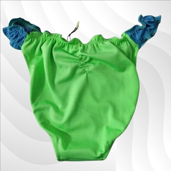 2/$50 Peixoto Amore Ruffle Bikini Bottom Neon Green & Blue Size M - Picture 4 of 8